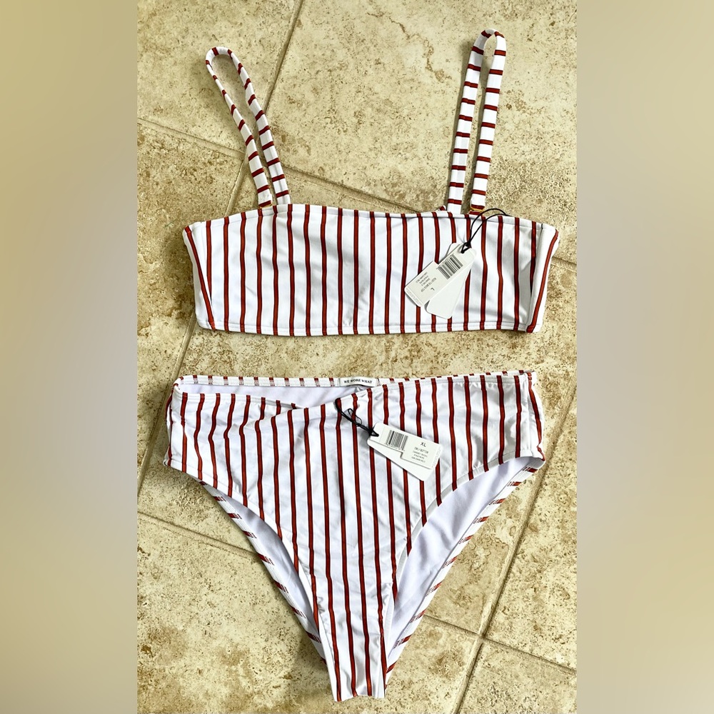 WeWoreWhat Red White Striped Bikini